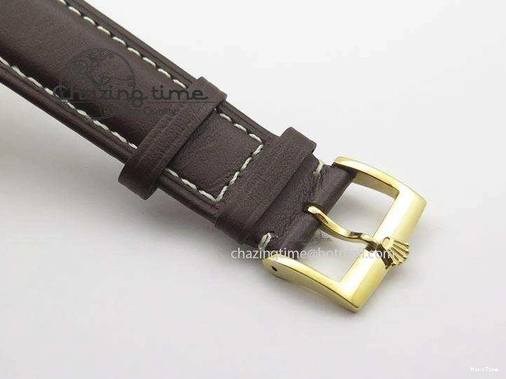 MiroTime 0505 Thermal Cellini Date YG Gold Sticks Dial On Brown Leather Strap A 3885